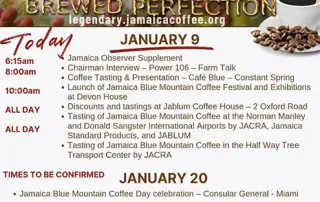 Jamaica Blue Mountain Coffee Day 2024 - Activity Schedule