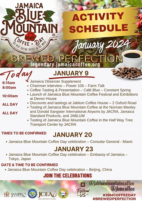 Jamaica Blue Mountain Coffee Day 2024 - Activity Schedule